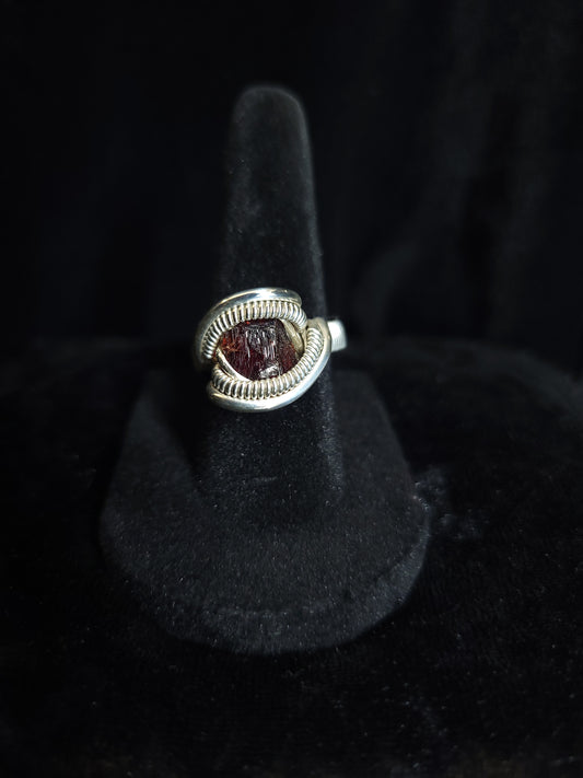 Size 6.5 Sterling Silver Spessartine Garnet Ring